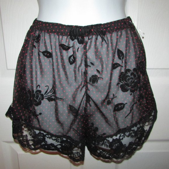 Lace Flocked Mesh Boyshorts - M/L - Picture 4 of 4
